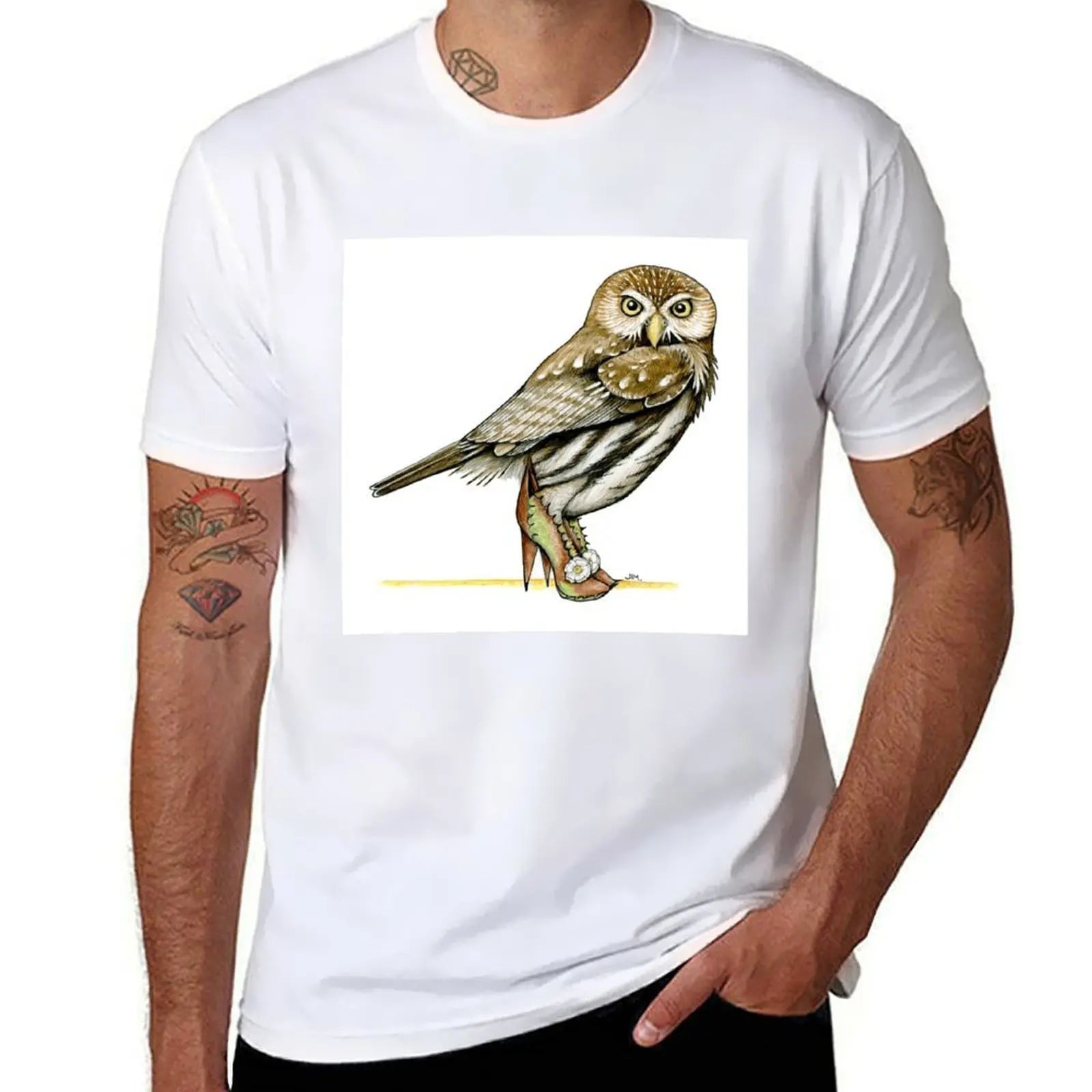 Cactus Ferruginous Pygmy-Owl in Cactus Shoes T-Shirt summer top heavyweights blanks anime figures workout shirts for men