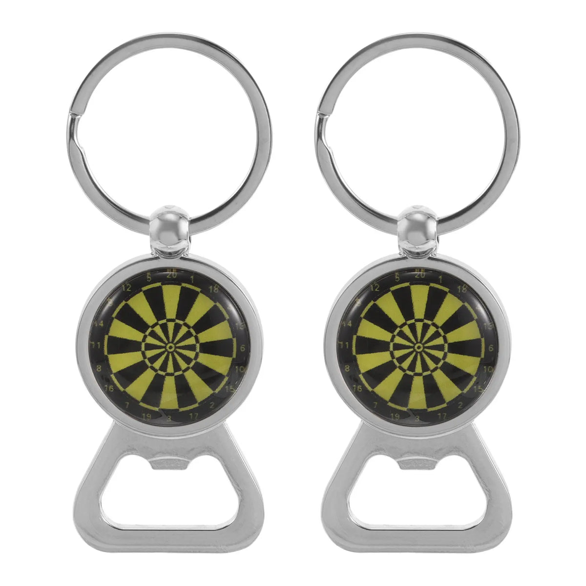 2Pcs Dartboard Bottle Opener Keychain Creative Sturdy Metal Portable Pocket Size Sports Theme Key Ring Backpack Charm for Men