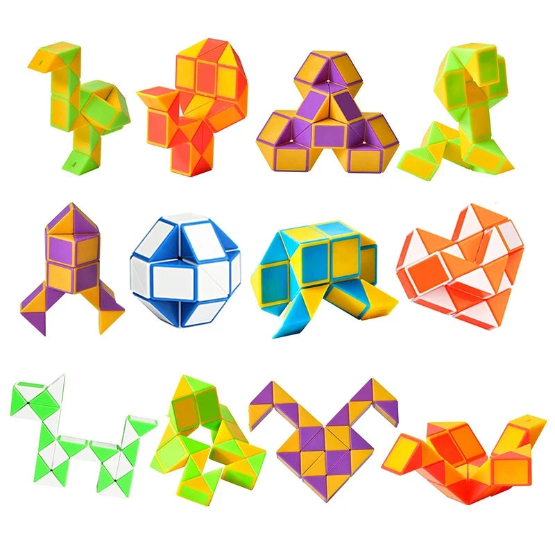 8pcs Magic Folding Snake Ruler Puzzle Cube Educational Toys for Kids Birthday Party Favors Goodie Bags Filler School Reward
