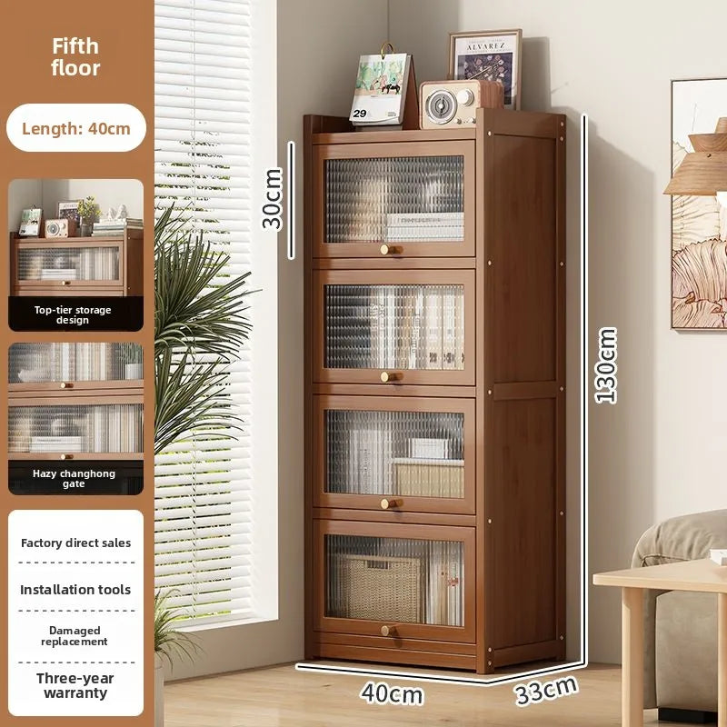 Multi-functional BambooBookcase LargeCapacity Wooden Bookshelf Storage Cabinet Display Rack Home Furniture for Living RoomOffice