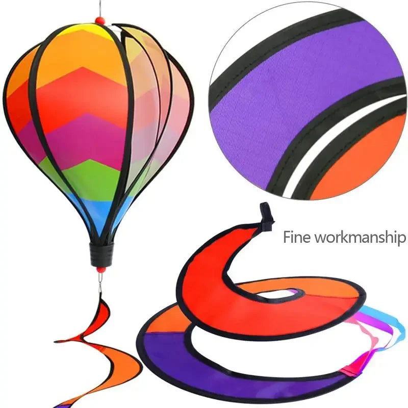 Hot Air Balloon Wind Spinner Rainbow Hanging Wind Twister Outdoor Windmill Garden Yard Home Festival Celebration Balloon