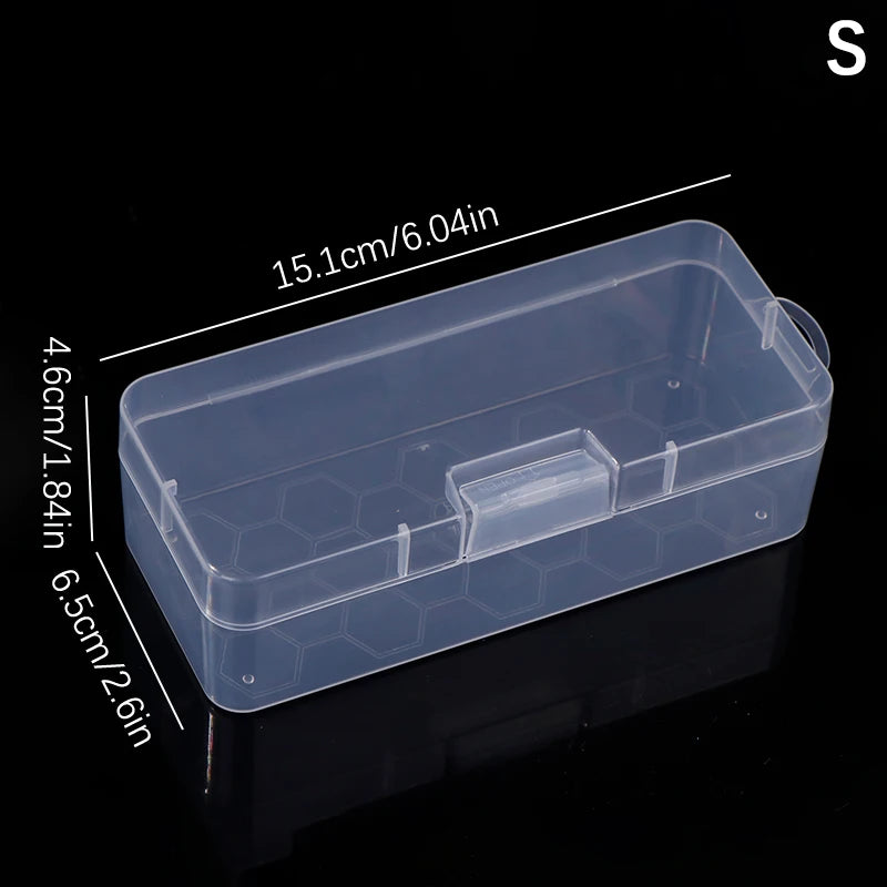 Nail Art Storage Box Nail Parts Organizer Clear Cuboid Plastic Container Packaging Case For Nail Brush File Manicure Tools