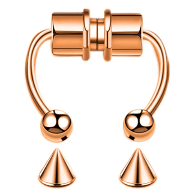 1/4pcs Women's Fake Nose Rings - Magnetic Stainless Steel Septum Hoops, Rock Hip Hop Body Jewelry