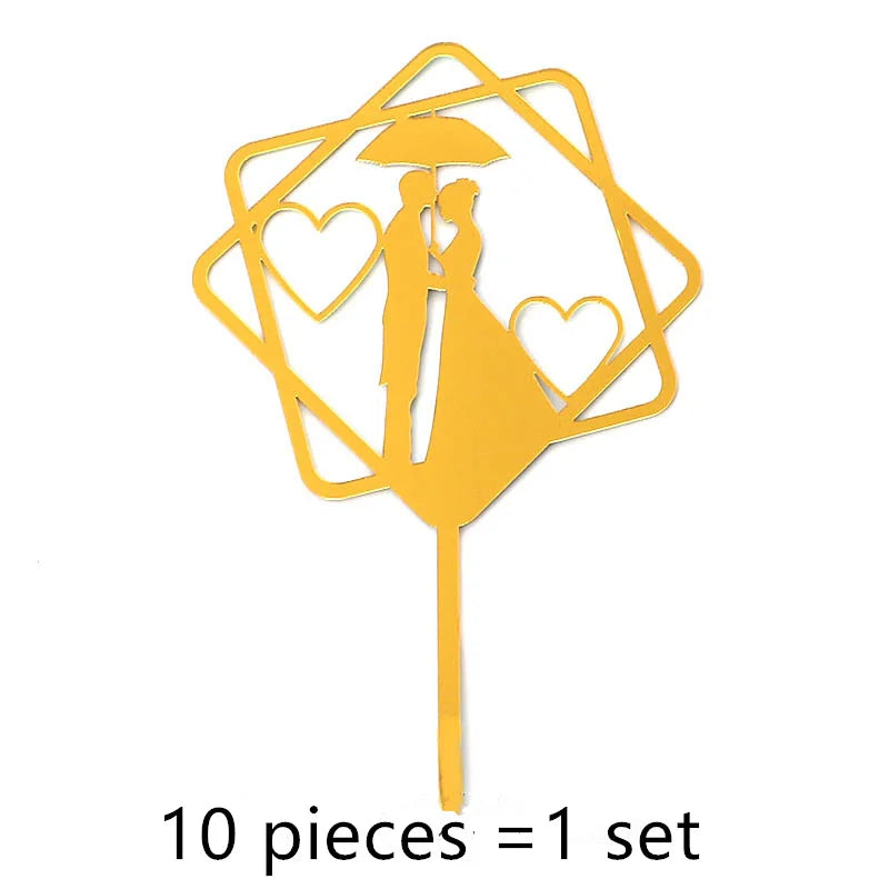 10 Pcs 36 Styles Happy Birthday Cake Topper Pink Gold Acrylic Cake Toppers Baby Shower Cake Birthday Party Cake Flag Decorations