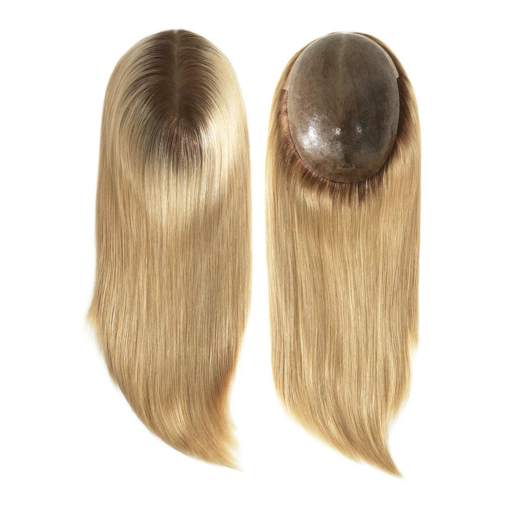 TP22INJ - All Injected Polyskin Hair Topper Chinese Culticle Remy Hairpieces for Women 14" 16" Toupee Women