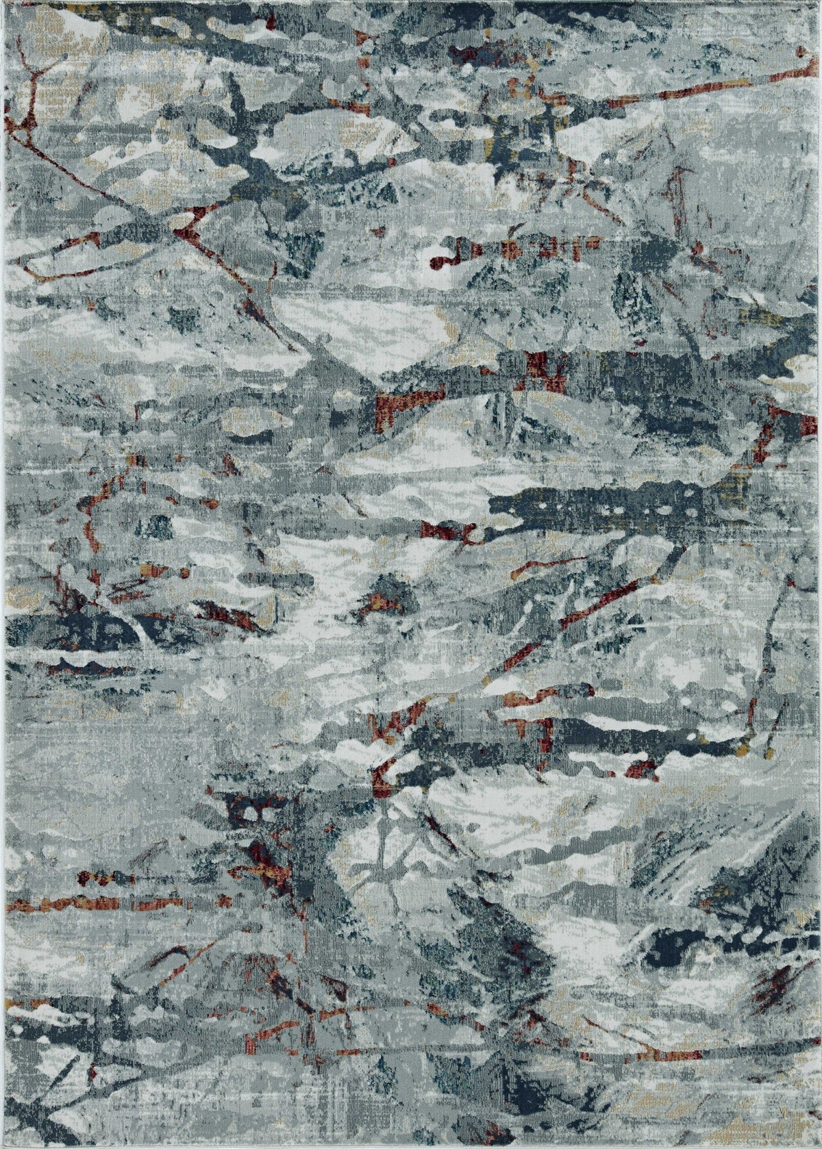 3inchesx5inches Grey Teal Machine Woven Abstract Splatter Indoor Area