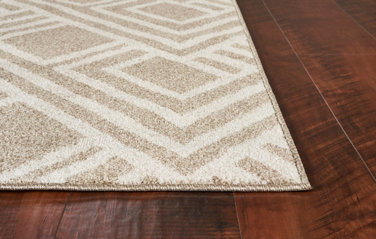 7inchesx10inches Beige Machine Woven UV Treated Geometric Indoor