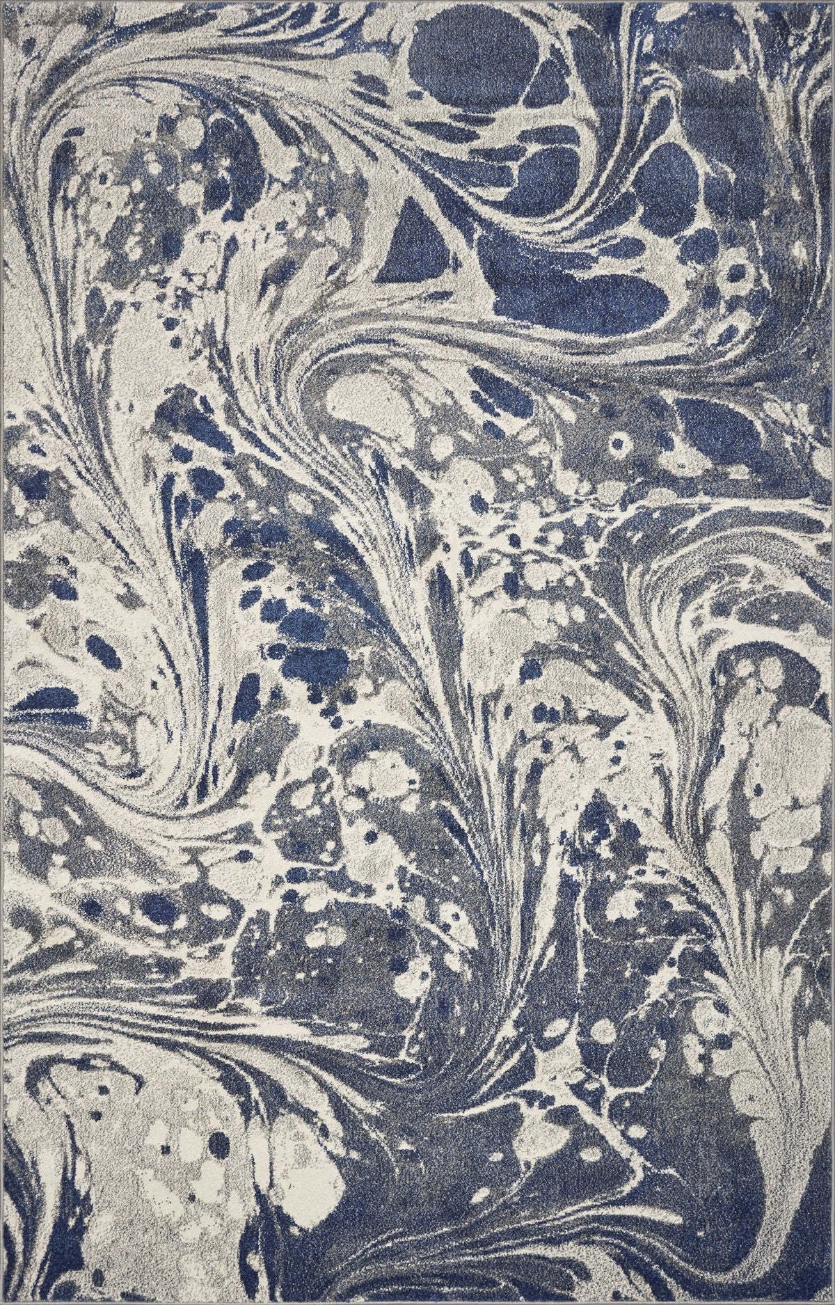 5inchesx8inches Grey Blue Machine Woven Marble Indoor Area Rug