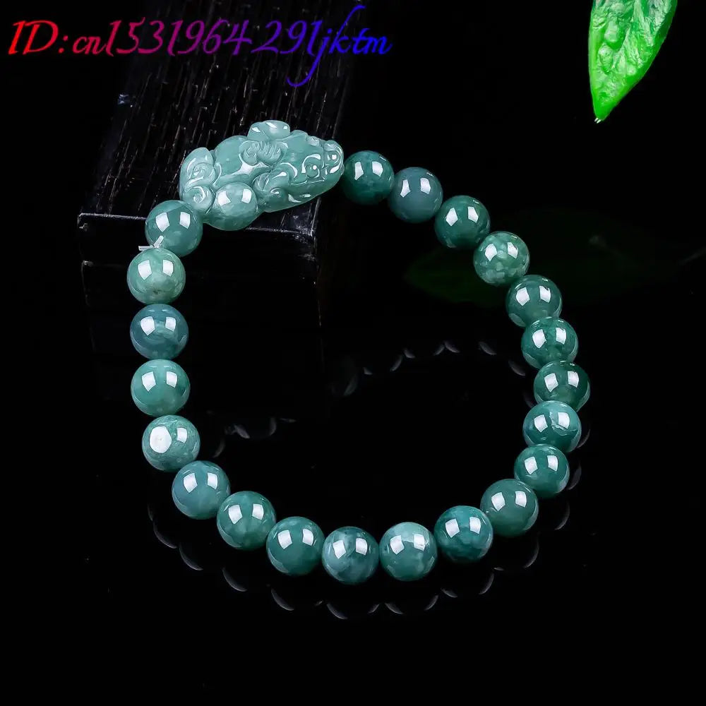 Natural Burmese Jadeite Pixiu Bracelet Vintage Talismans Charm Gifts for Women Jewelry Bangle Real Jade Accessories