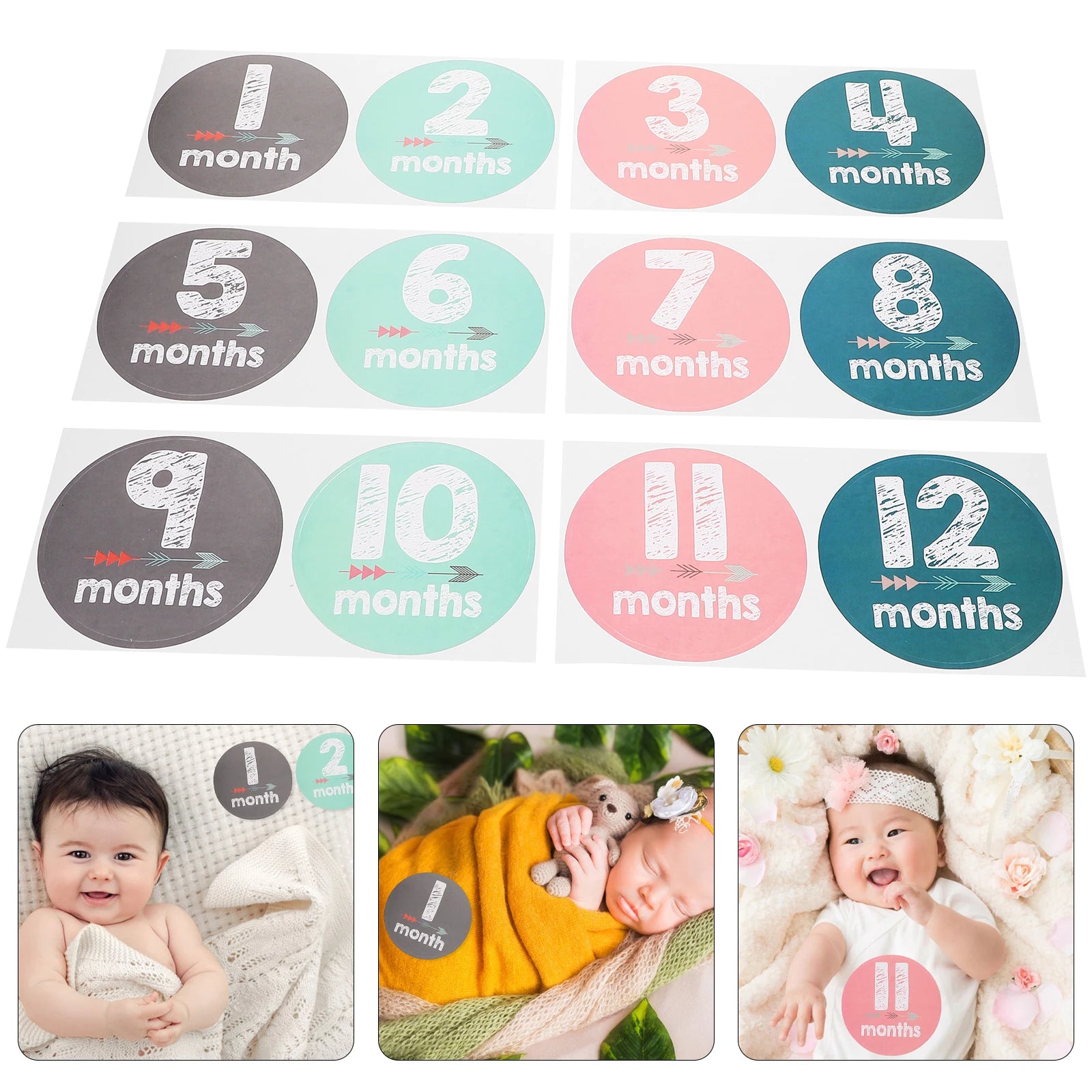 1 set Baby Milestone Stickers Monthly Digital Numbers Photo Props Newborn Durable Clothes Decoration First Year Keepsake Girl