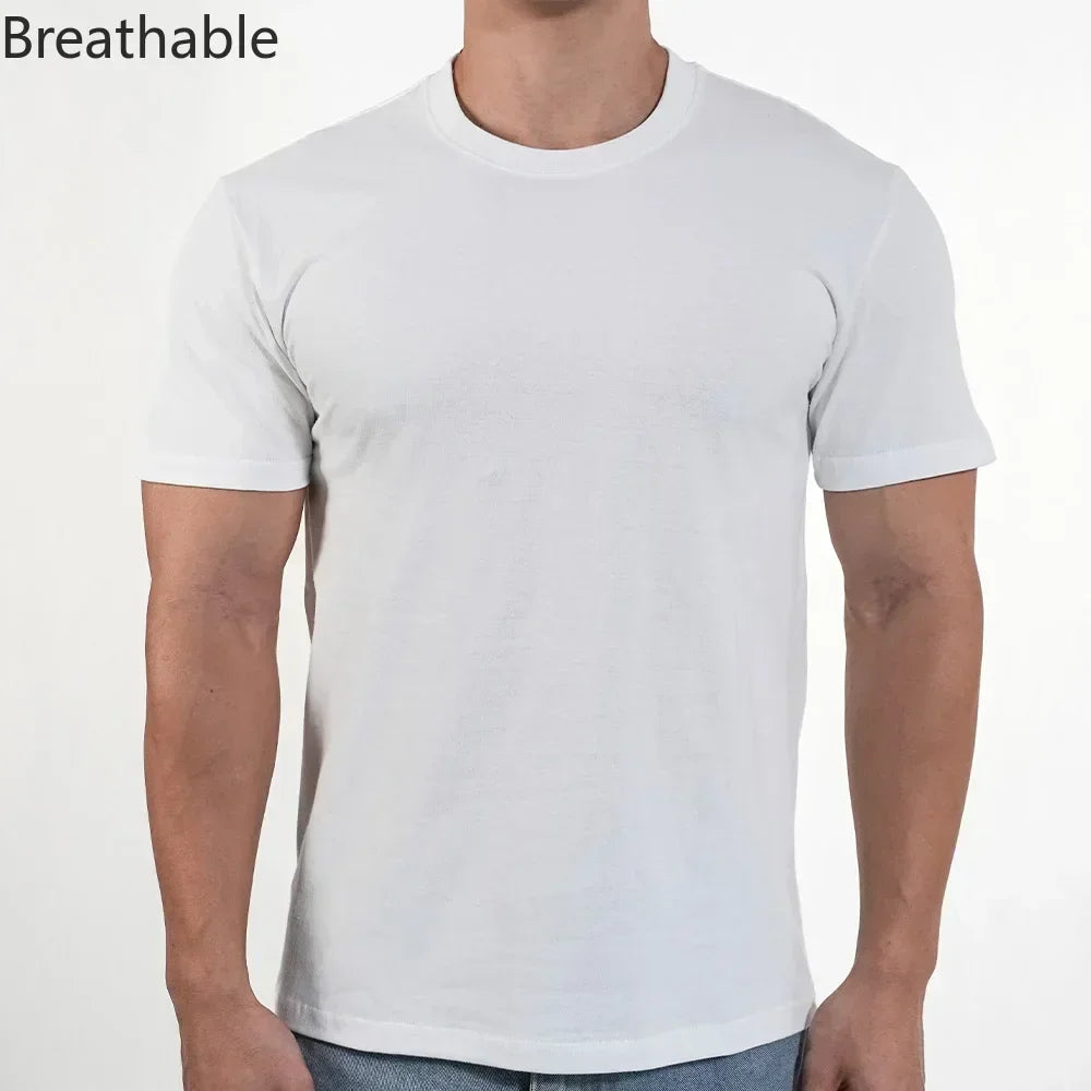 Men T shirts Polyester Thin Short-sleeve Tee Fitness Muscle Joggers Bodybuilding Quick Dry tshirt Male Gym Clothes Oversize tops