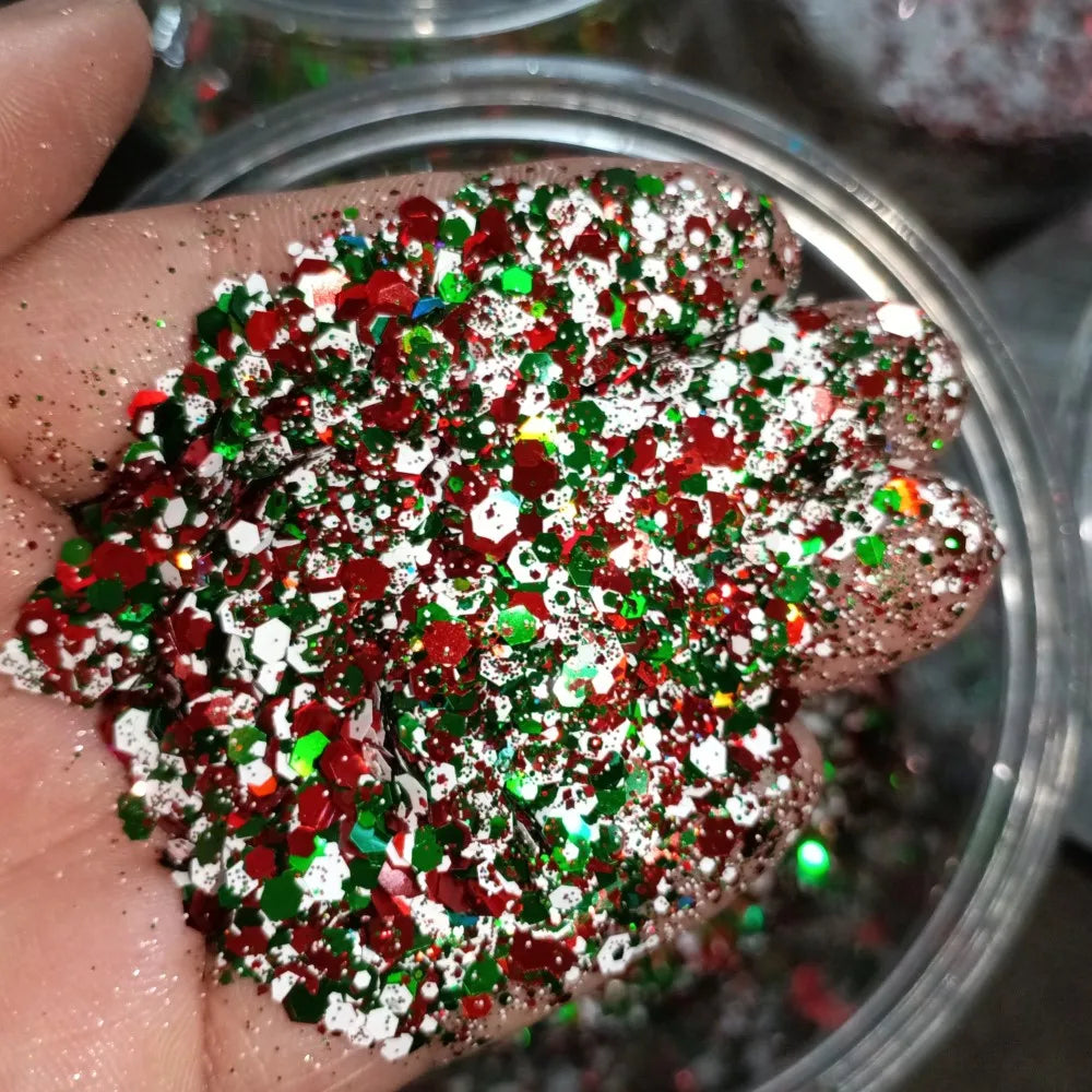 1Bag 50g Christmas Glitter Nail Art Sequins 3D Xmas Tree Snowflakes Star Nail Sparkly Flakes Sequin Manicure Holiday Decorations