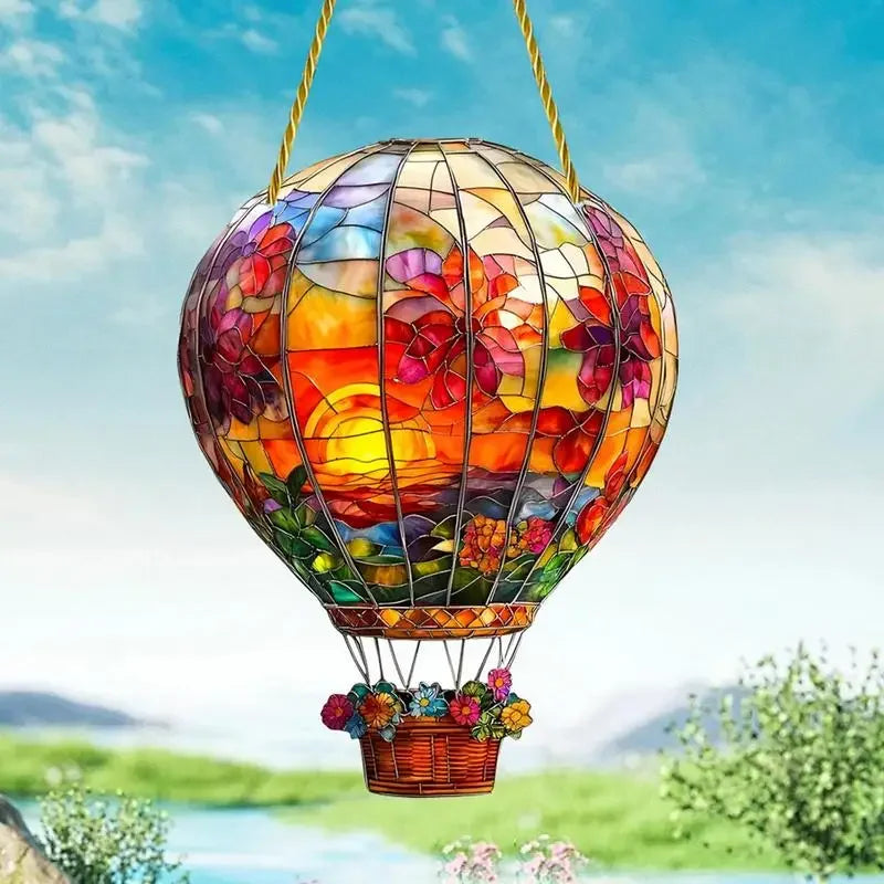 Hot Air Balloon Sun Catcher 2D Acrylic Pendant Home Modern Hanging Decoration Bedroom Living Room Retro Wall Decoration Pendant