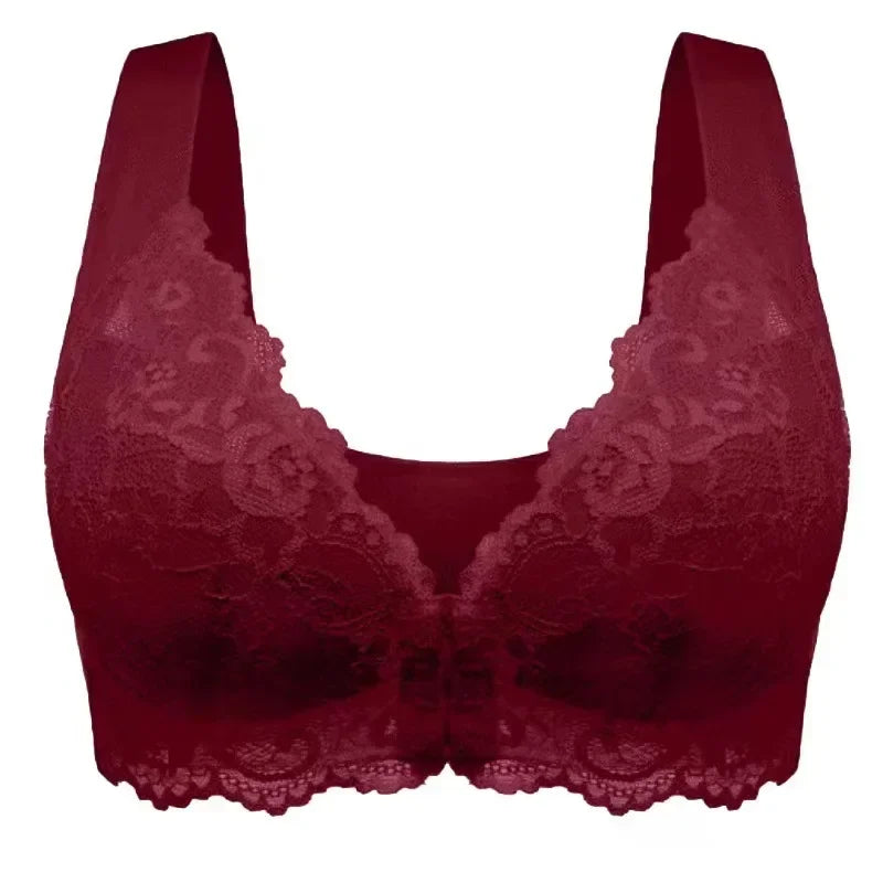 2024 New No Rims Front Buckle Large Sexy Lace Lingeries Women Bras Vest Comfortable Sleep Plus Size L 8XL Lady's Underwear