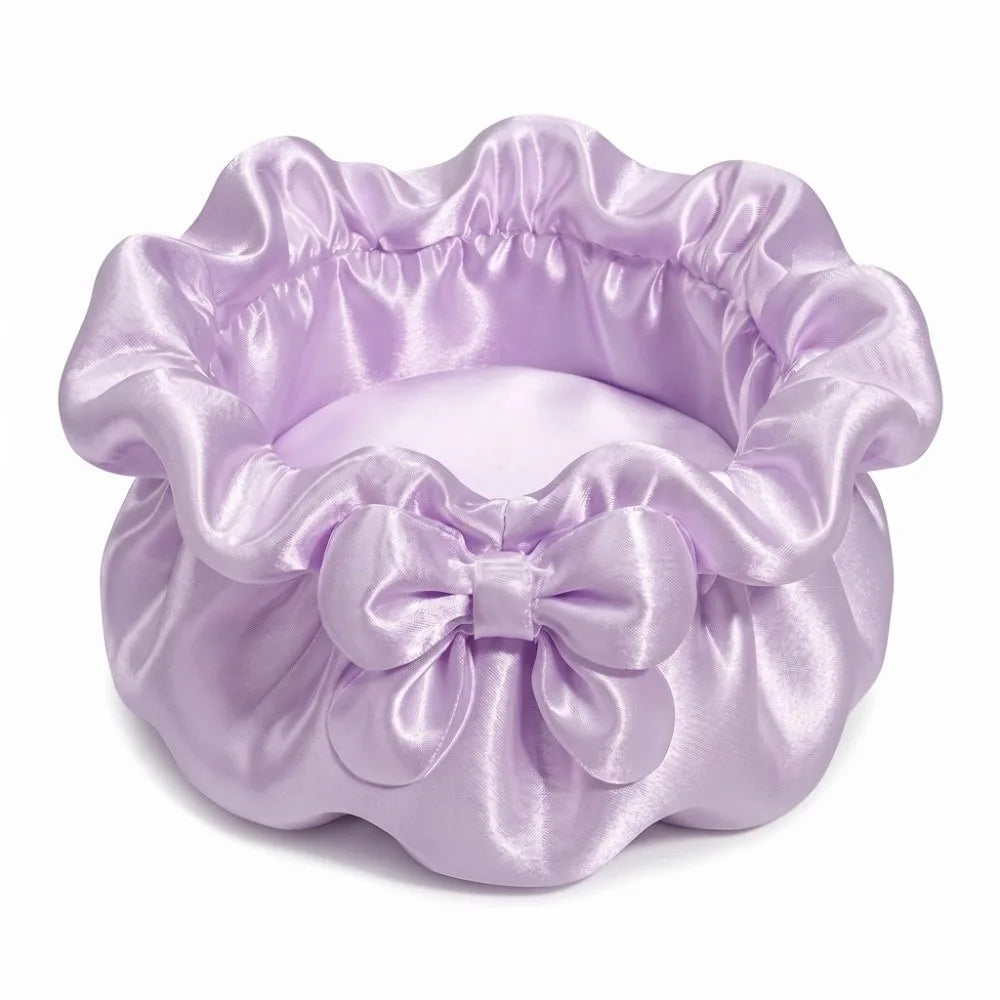 3D-Printed Petal Bow Storage Box Multi-Function Satin Ruffled Desktop Storage Box Elegant Ornaments Jewelry Storage Case
