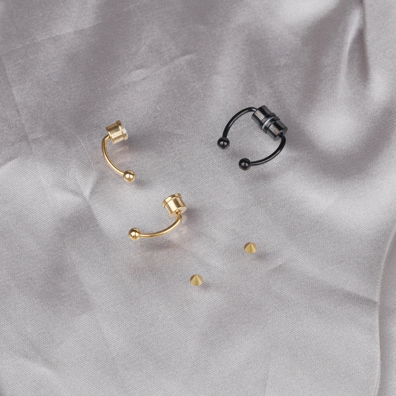 1/4pcs Women's Fake Nose Rings - Magnetic Stainless Steel Septum Hoops, Rock Hip Hop Body Jewelry