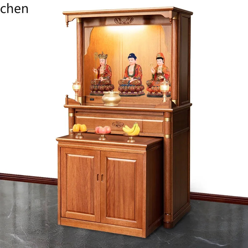 r5.20 all-solid wood shrine offering table, god's household small tribute Buddha platform, Guanyin offering table