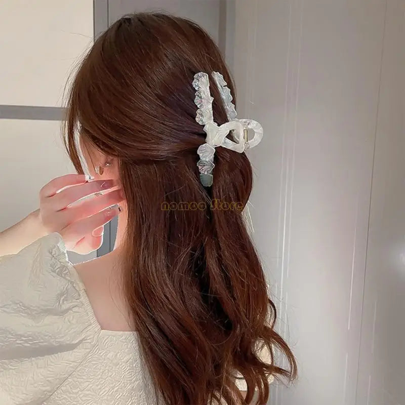 31BF Temperament Hair Claw Shell Shinning Hair Clip for Woman Wedding High Ponytail Hair Delicate Jaw Clip for Bride