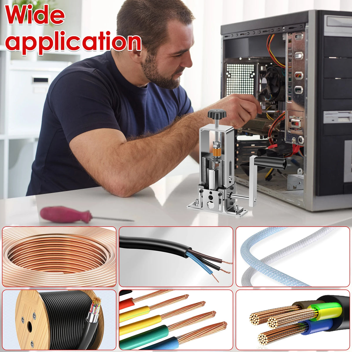 Wire Stripping Machine for 1 to 25 mm Cable High Efficient Cable Peeler Portable Hand Crank or Drill Powered Wire Stripper