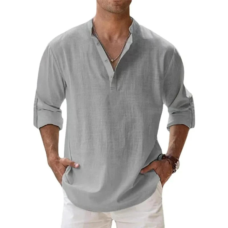 Men's Casual Fashion Long Sleeve Linen Shirt Stylish Comfortable Breathable Men's Clothing