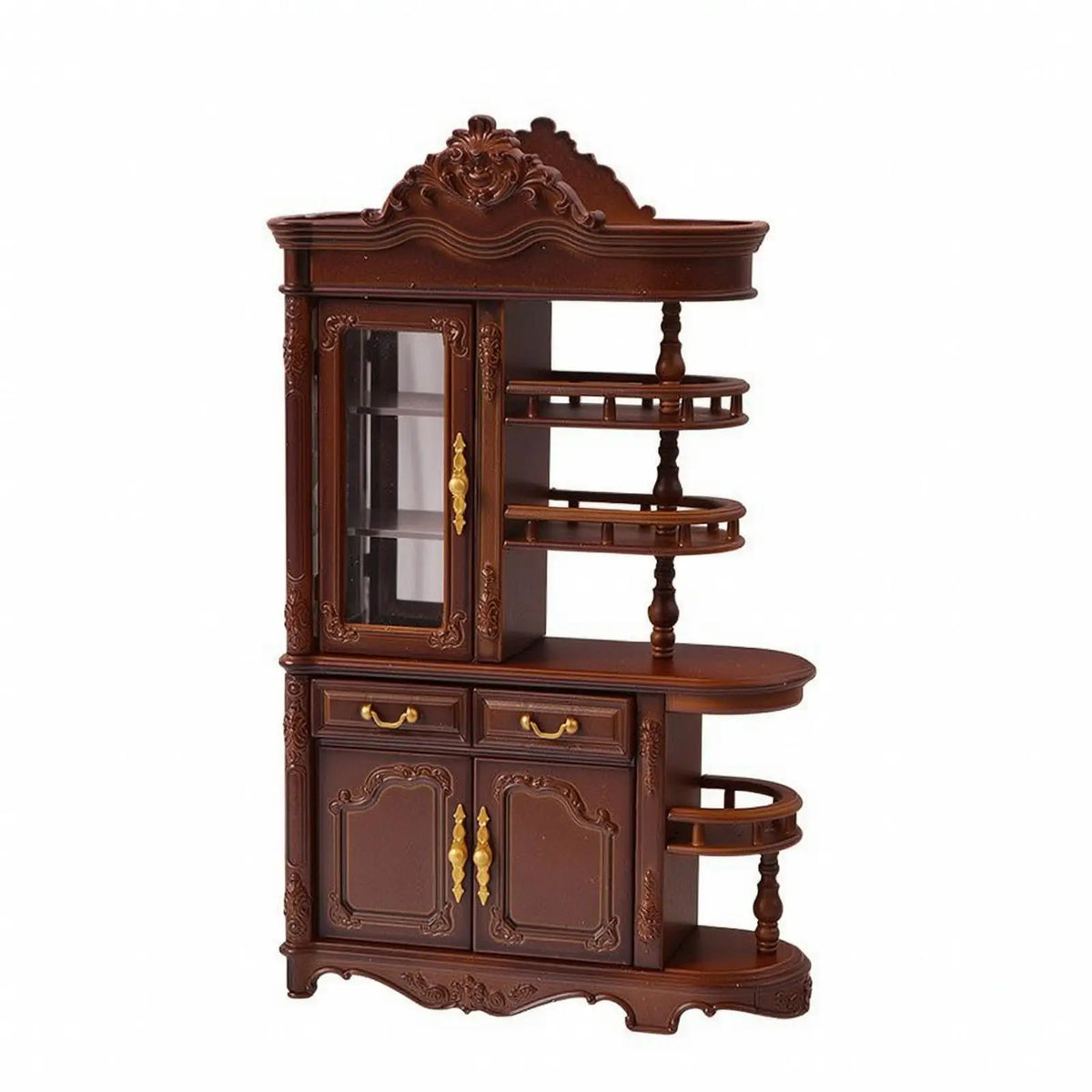 Tiny Display Cabinet Dollhouse Miniature Furniture with Opening Doors and Drawers for Collectible Toy Scenes