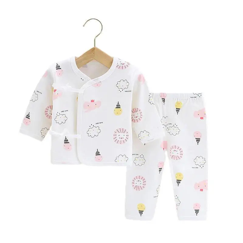 0-3months Newborn Baby Clothes Set Soft Cotton Cartoon Print Baby Underwear Baby Boy Set Autumn Unisex Baby Girls Clothes Set