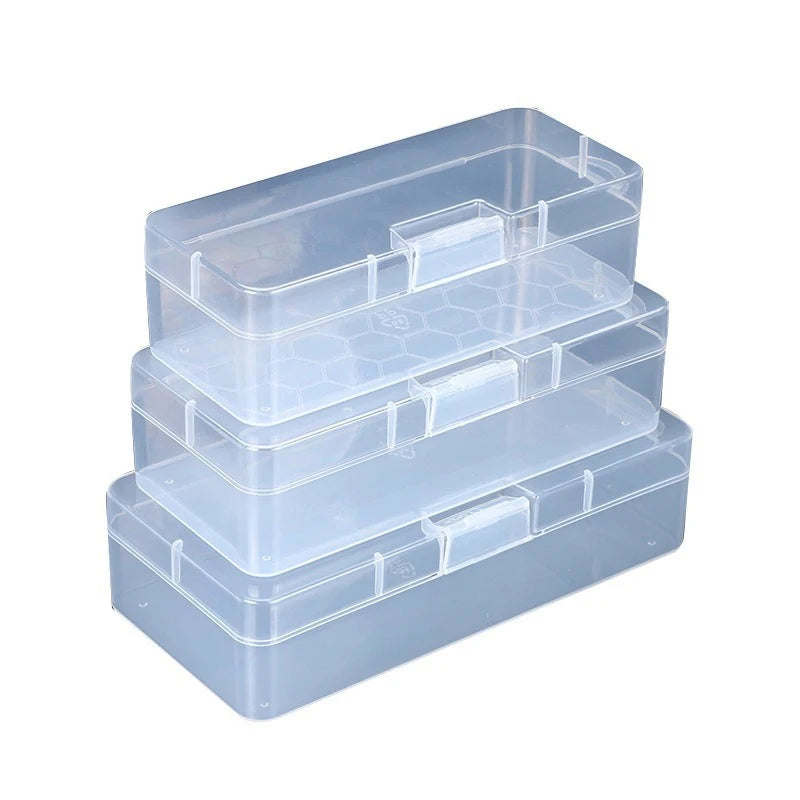 Nail Art Storage Box Nail Parts Organizer Clear Cuboid Plastic Container Packaging Case For Nail Brush File Manicure Tools