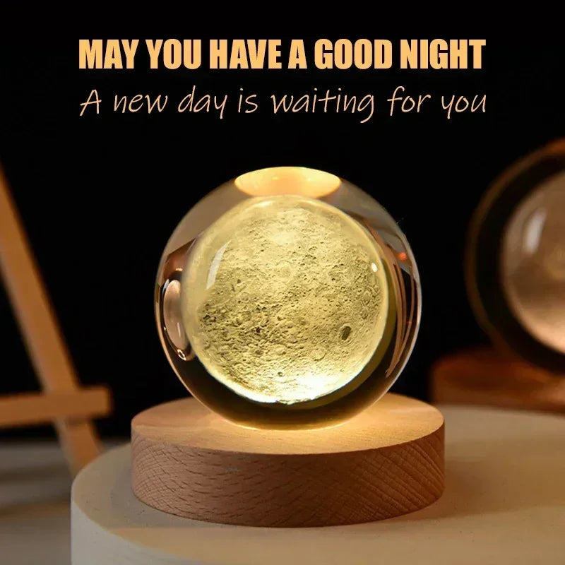 3D Crystal Ball Led Night Light Christmas Creative Gift Holiday Planet Crystal Ball Ornament Children Lamp Bedroom Ambient Light