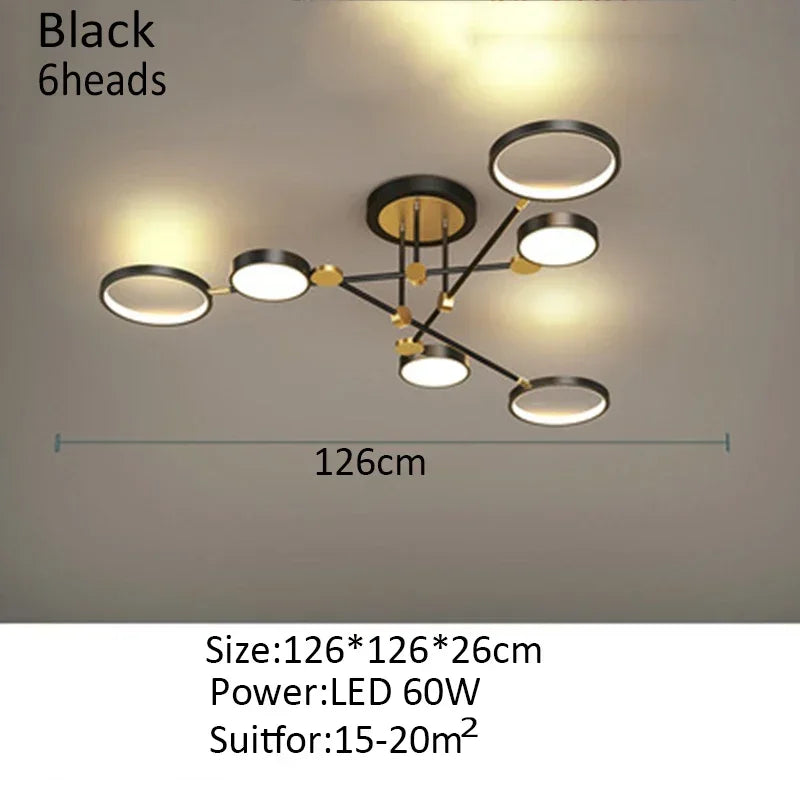 Nordic Minimalist LED Ceiling Light Creative for Living Room Bedroom Decoration Aluminum Fashion Art Lighting Fixtures Lustre
