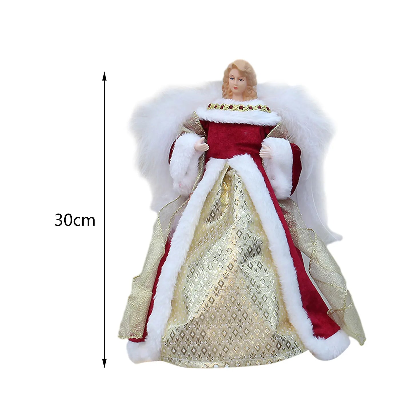 Angel Treetop Angel Figurine Delicate 12" Christmas Ornament Decoration Christmas Tree Topper for Shop Desktop Party Holiday