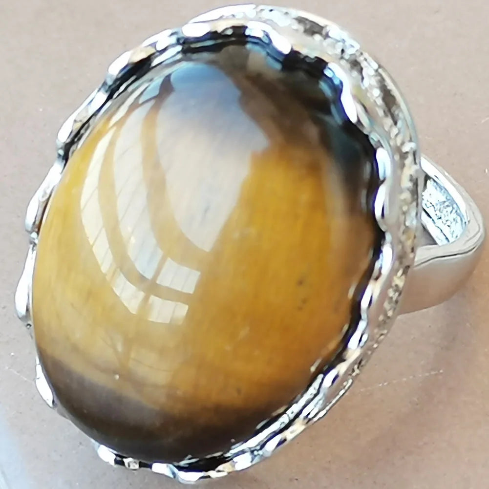 Malachite Oval Women Men Art bead Ring PWB987