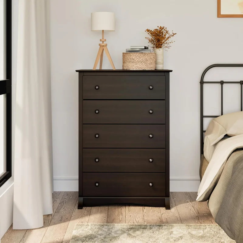 Superior 5-Drawer Chest for Bedroom - Spacious and Stylish Chest of Drawers, Measuring 17.75"D x 31.5"W x 44.75"H,