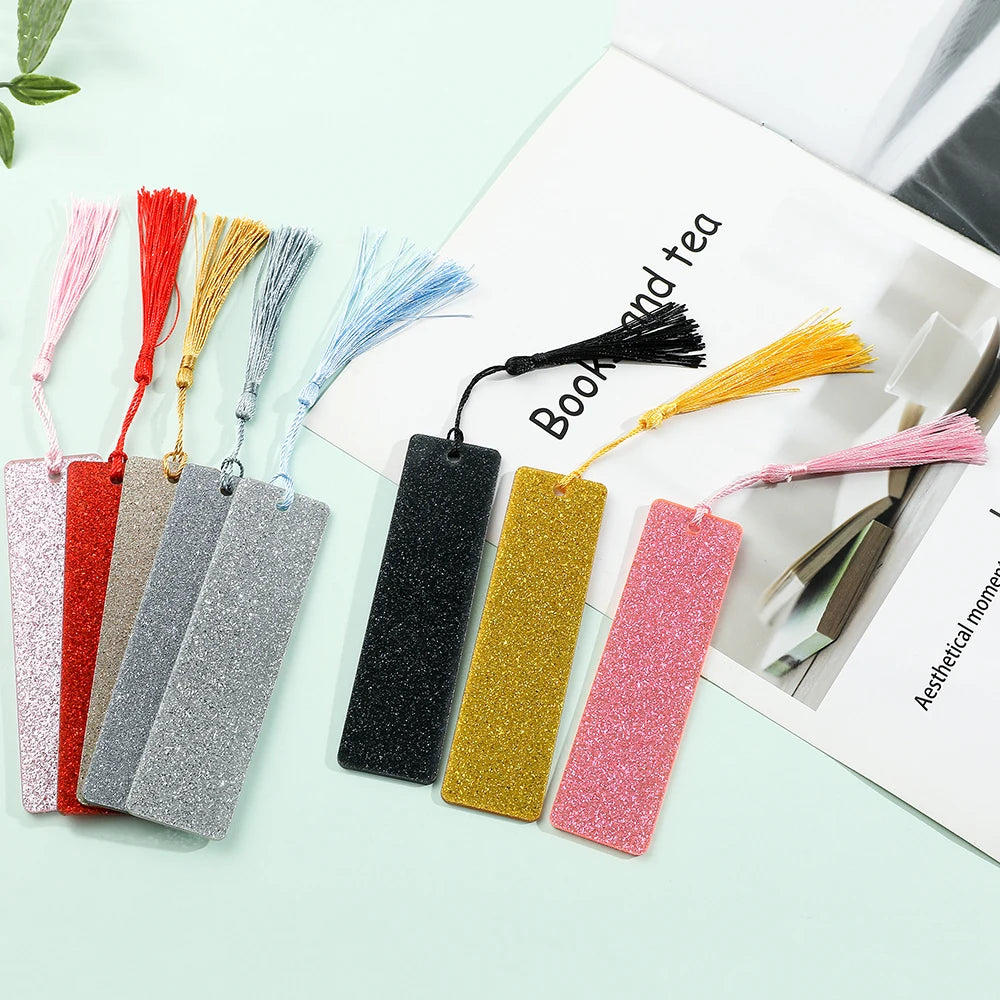 10 Styles New Bling Bling Creative Acrylic Bookmark with Tassel Christmas Party Decor Back To School Gifts
