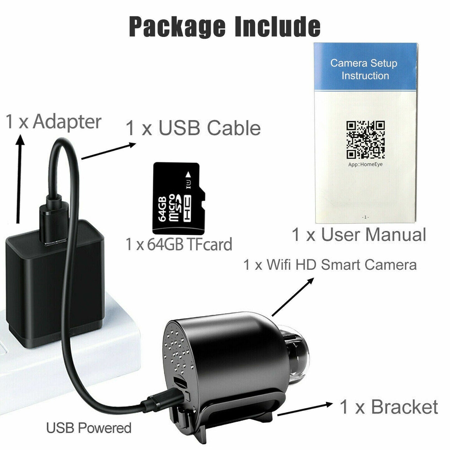 FREE 64G HD Hidden Spy Nanny Camera Wireless Wifi Home Security Night