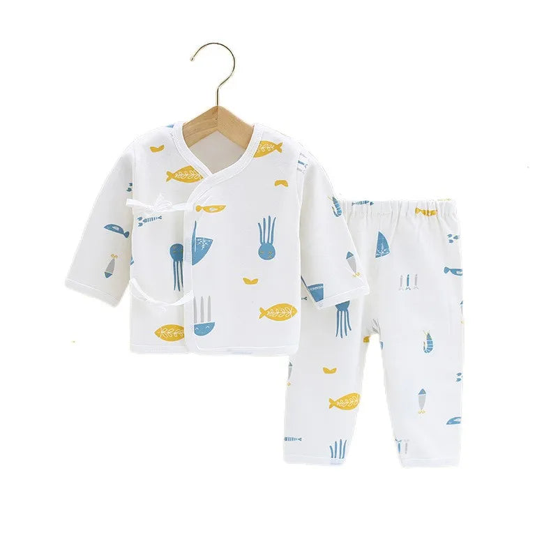 0-3months Newborn Baby Clothes Set Soft Cotton Cartoon Print Baby Underwear Baby Boy Set Autumn Unisex Baby Girls Clothes Set