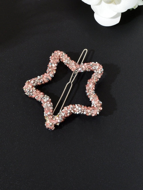 Sparkling Full Rhinestone Star Circular Hair Clip Elegant Hair