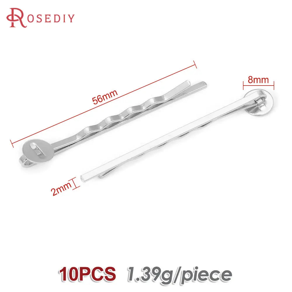 10PCS 18K Gold Color Iron with Pearl Beads Base 8MM 10MM Hair Jewelry Hair Clip Jewelry Making Supplies Accessories for Women