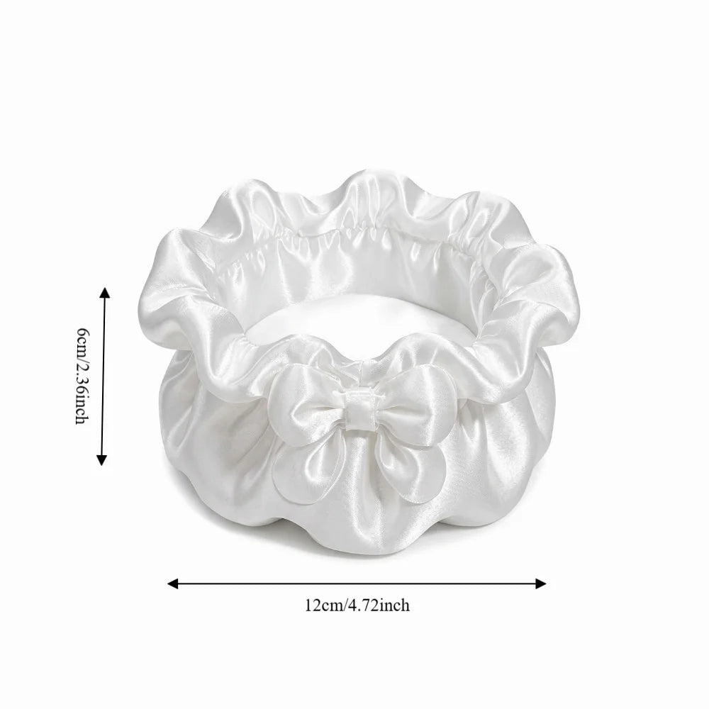 3D-Printed Petal Bow Storage Box Multi-Function Satin Ruffled Desktop Storage Box Elegant Ornaments Jewelry Storage Case