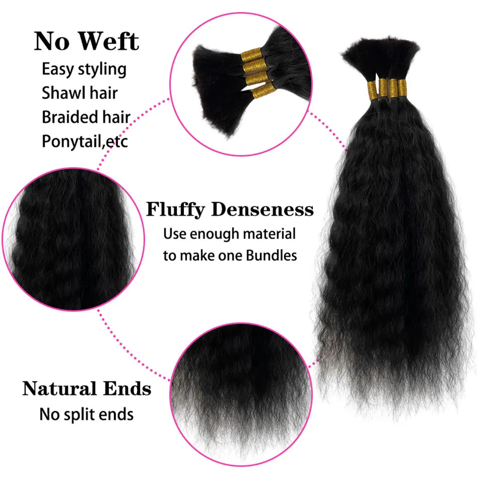 100G Wet and Wavy Bulk Hair Extensions for Braiding Human Hair Braiding Bulk Hair Extensions 100% Human Hair Bundles
