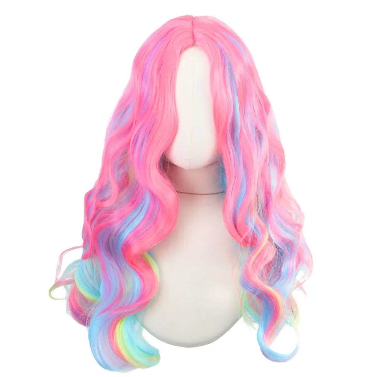 Mixed Color Gradient Long Wavy Anime Cosplay Synthetic Wig Heat Resistant for Christmas Holiday Party