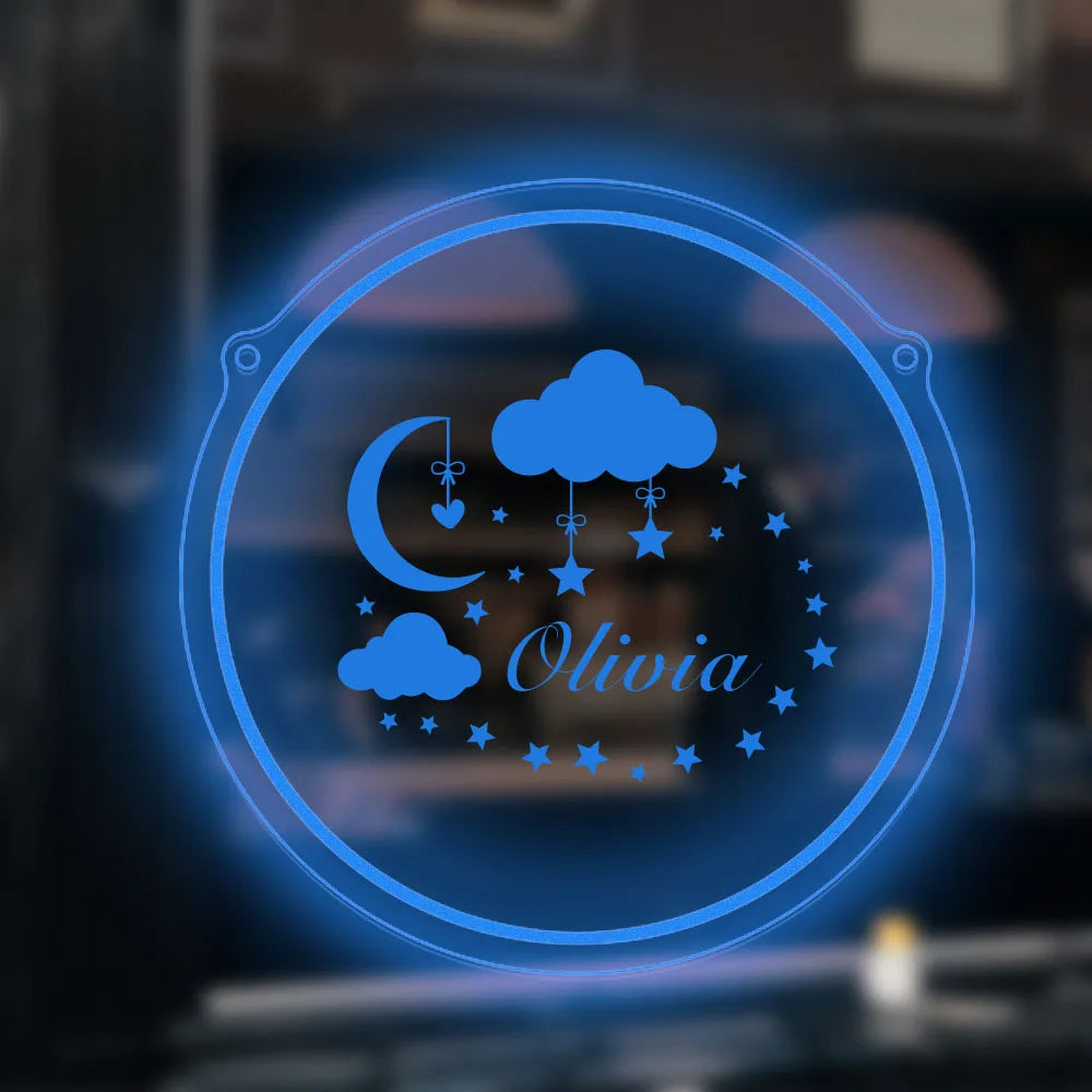 1 Pc of Cute Custom Name Acrylic Neon Sign Combination of Stars and Moon Clouds, USB Power Supply, Three Levels of Brightness