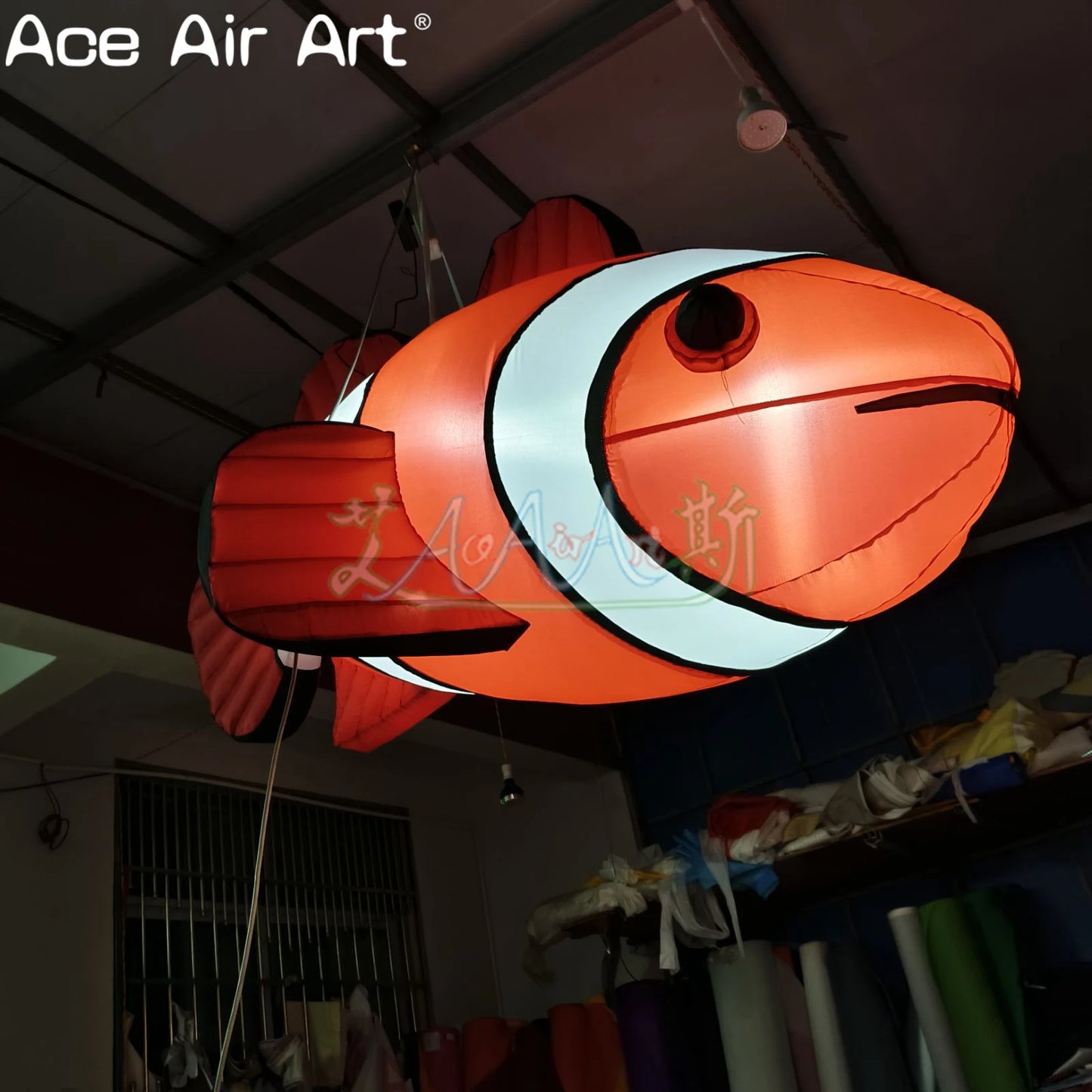 Hanging Large Inflatable Clownfish Sea Animal Model Air Blow Up Tropical Fish Balloon For Dining Room Ceiling Decoration