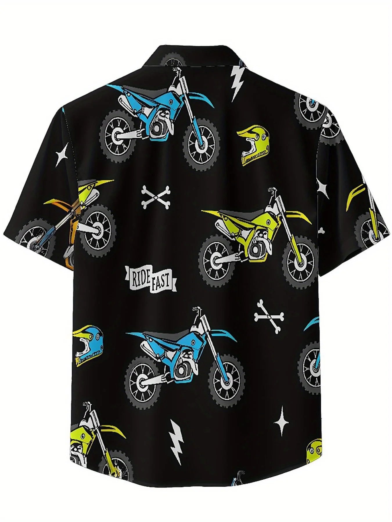 Men's Plus Size Hawaiian Shirts Motocross Theme pattern,New in Summer Fashion Tops,Hip Hop Rock Streetwear