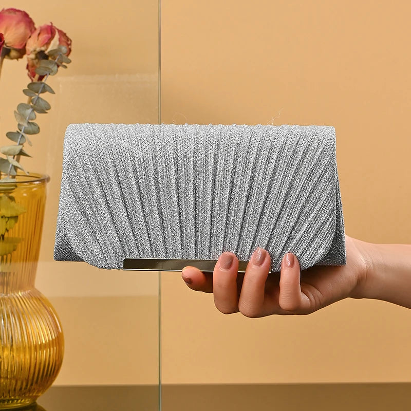 Wedding Bride Dinner Purse for Women Banquet Silver Clutch Bag Fashion Ladies Shinny Rhinestone Evening Bag