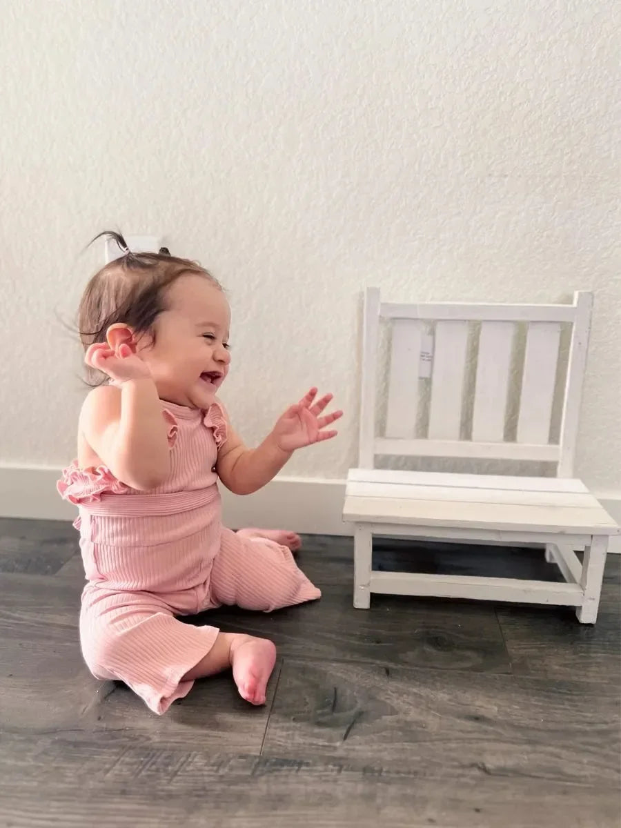 0-24Months Toddler Baby Girl Romper Summer Clothes Cute Ruffles Trim Hanging Neck Jumpsuits Playsuit Come with Belt