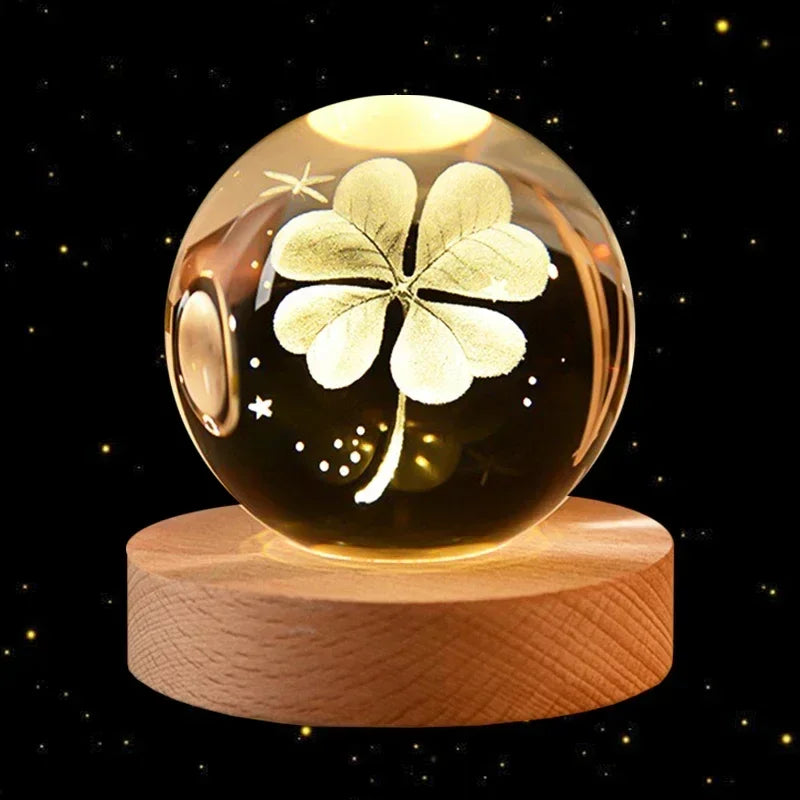 3D Crystal Ball Led Night Light Christmas Creative Gift Holiday Planet Crystal Ball Ornament Children Lamp Bedroom Ambient Light