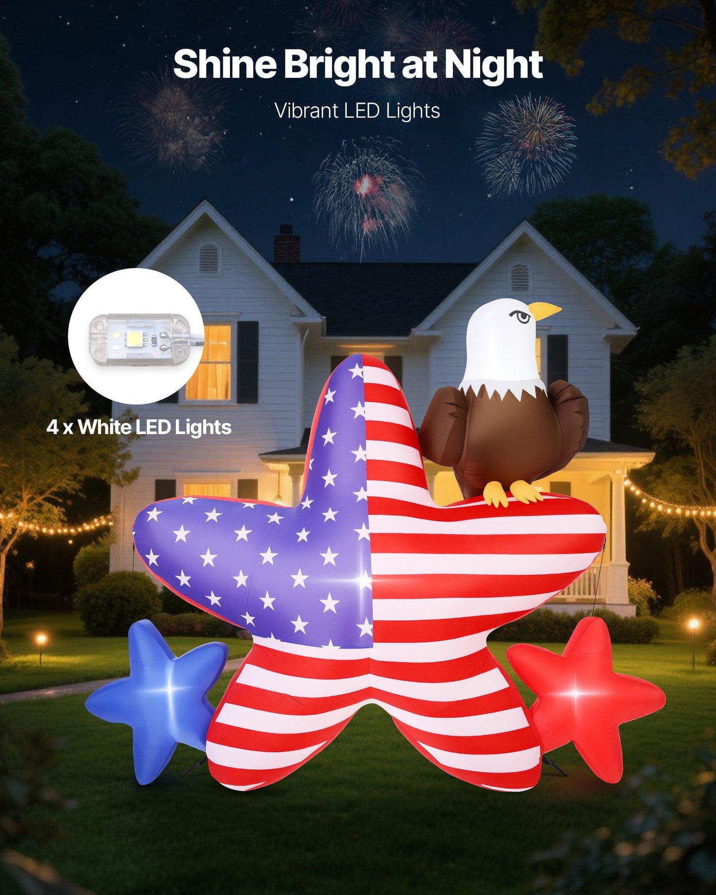 4.82 Ft Patriotic Inflatable Decoration, Fourth Of July Blow Up
