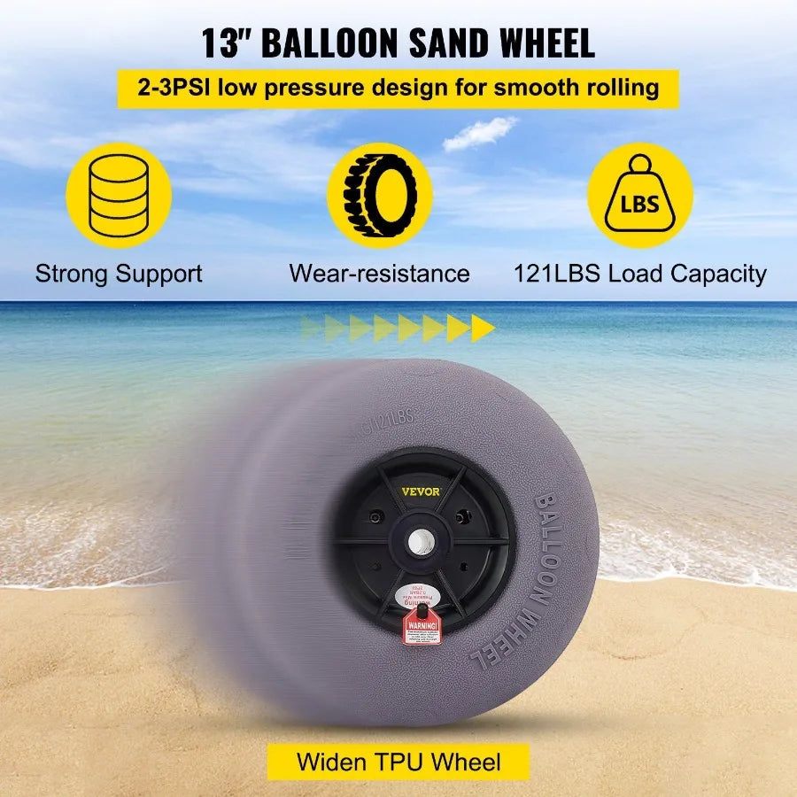 Beach Balloon Wheels 13 Replacement Sand Tires TPU Cart Tires for Kayak Dolly Canoe Cart and Buggy w Free Air Pump 2Pack