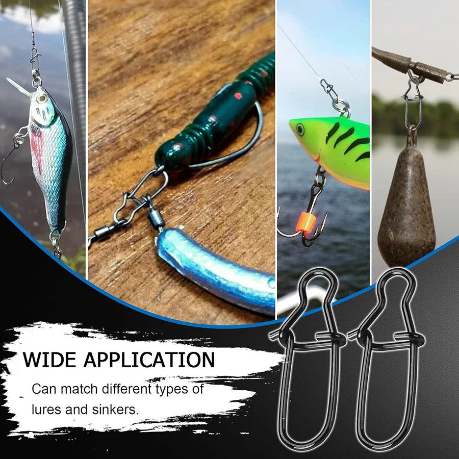 50Pcs Crankbait Snaps Stainless Steel Duo Lock Lure Snaps Quick Change Fishing Clips Fast Speed Clips Snap Hook Connector