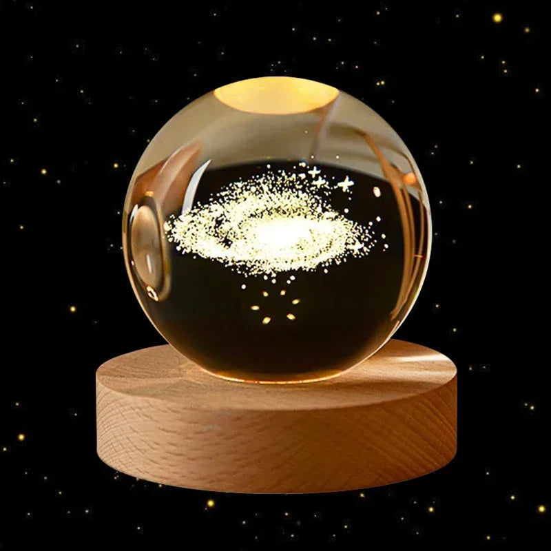 3D Crystal Ball Led Night Light Christmas Creative Gift Holiday Planet Crystal Ball Ornament Children Lamp Bedroom Ambient Light